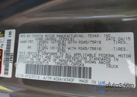 2015 Toyota Tacoma from USA, damaged, VIN 5TFUX4EN9FX036715